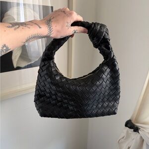 Elegant Black Braided Shoulder Bag